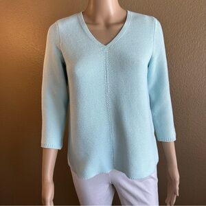 J.Jill textured 3/4-sleeve, V-neck sweater in powder blue. Women’s Sz XL Petite